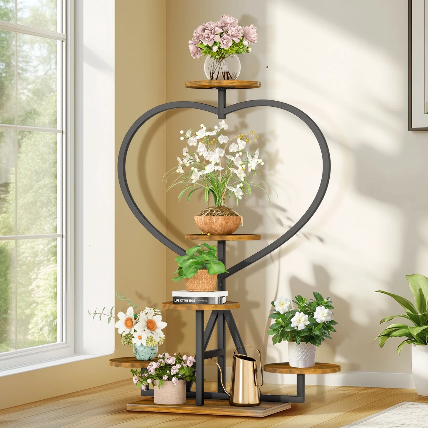 5-Tiered Plant Stand Heart-shape Flower Display Rack Holder for Balcony, Outdoor Garden