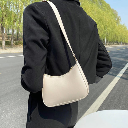 Women's Bag 2022 Trend Handbags Female Handbags Retro Solid Color PU Leather Shoulder Underarm Bag Ladies Shopper Hobos Bag