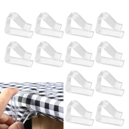 12pcs Transparent Tablecloth Clips Windproof Table Cover Clamps Table Cloth Clips for Outdoor Parties Weddings