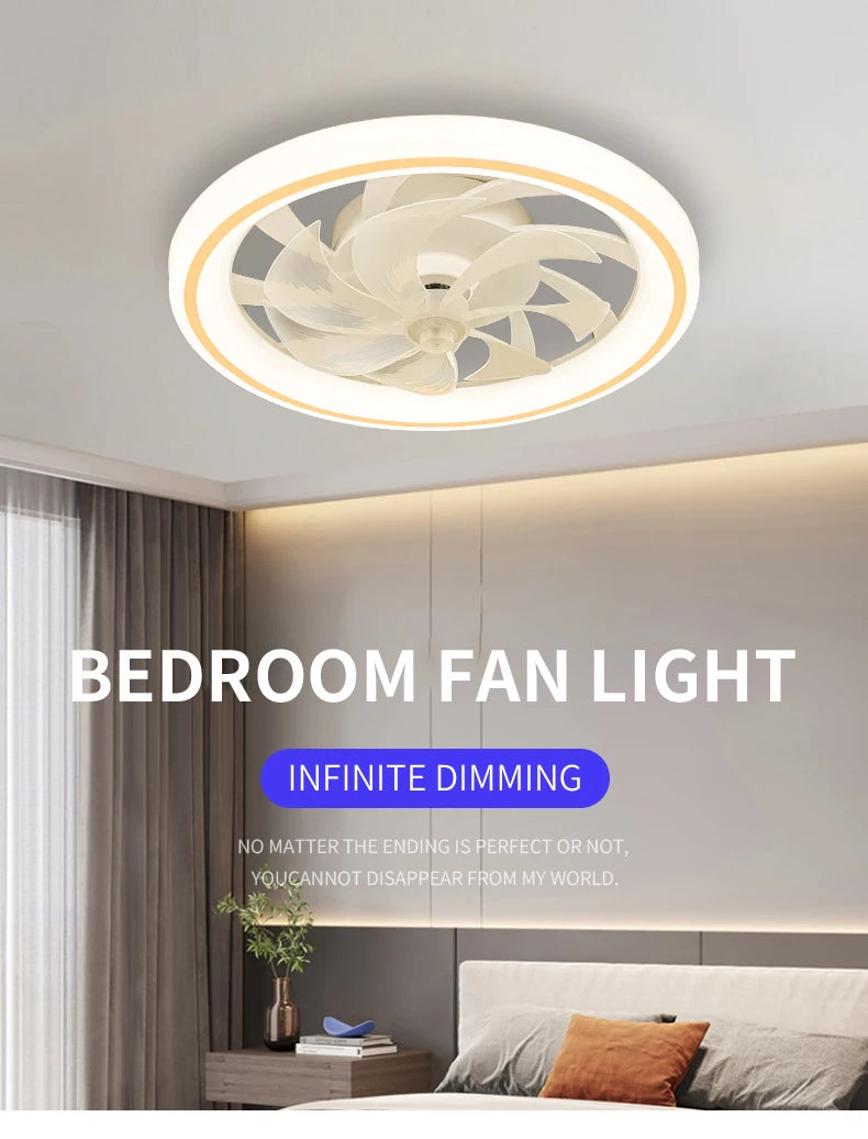 New Ceiling Fan Light Living Room, Bedroom Modern and Simple Home Intelligent Remote Control Restaurant LED Fan Light