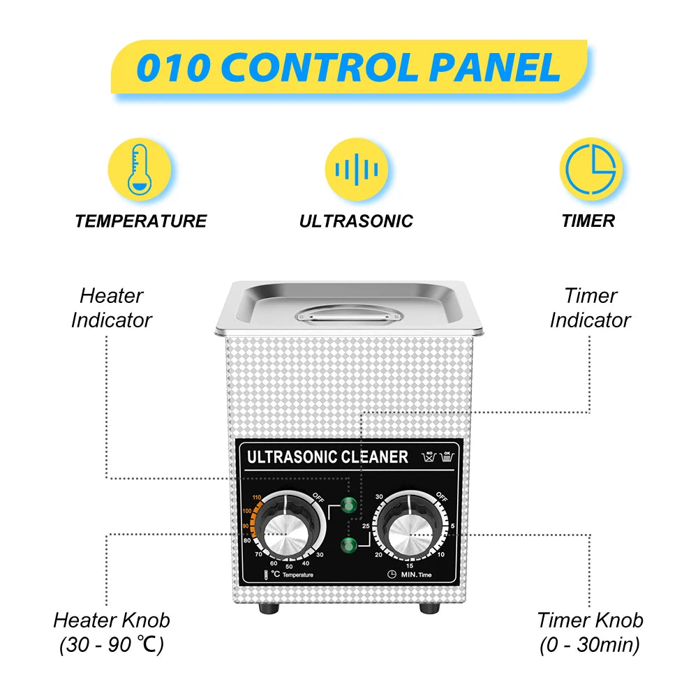 Ultrasonic Cleaner Bath 2L 60W/120W with Stainless Basket Heater Timer Digital Display Diswasher Ultrasound Home Appliances