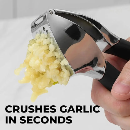 Stainless Steel Garlic Press Set - Rust Proof & Dishwasher Safe Professional Garlic Mincer Tool, Silicone Garlic Peeler & Brush