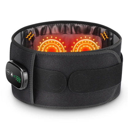 Electric Heating Waist Massage Belt Hot Compress Vibration Brace Red Light Therapy Physiotherapy Lumbar Back Support Massager