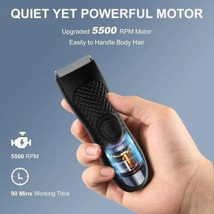 Body Hair Trimmer for Men Electric Groin Hair Trimmer Rechargeable Balls Groomer Replaceable Ceramic Blade Head Waterproof