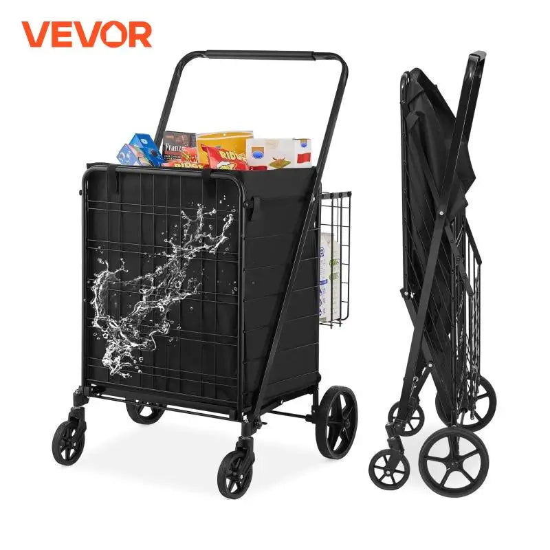 VEVOR Folding Shopping Cart with Removable Waterproof Liner 330LBS Capacity Jumbo Grocery Cart Heavy Duty Utility for Shopping