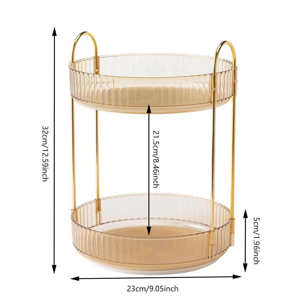 360 Degree Rotation Make Up Organizer Box Transparent Fashion Cosmetic Organizer Multi-Function Detachable Dressing Table