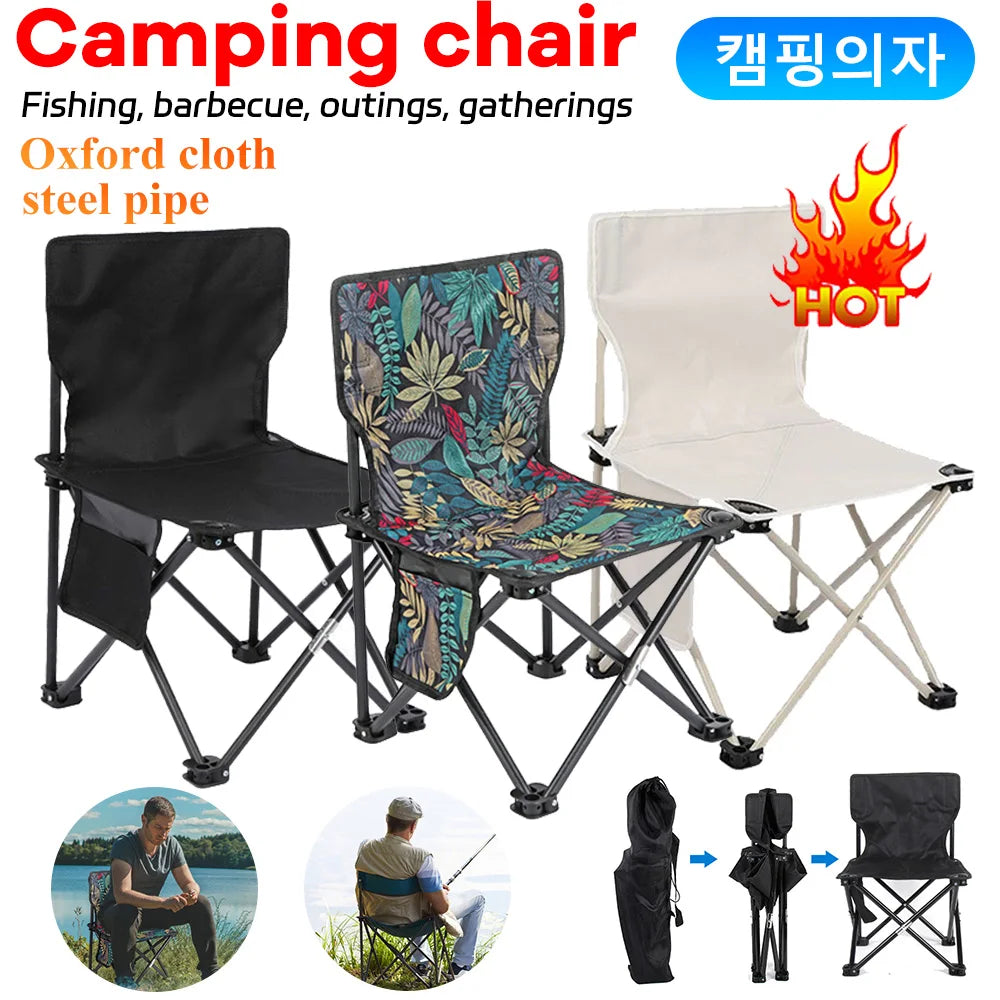 Outdoor Portable Folding Chair With Storage Bag Foldable Car Outdoor Chair Lightweight Bearing Strong Ride Comfort Camping Gear