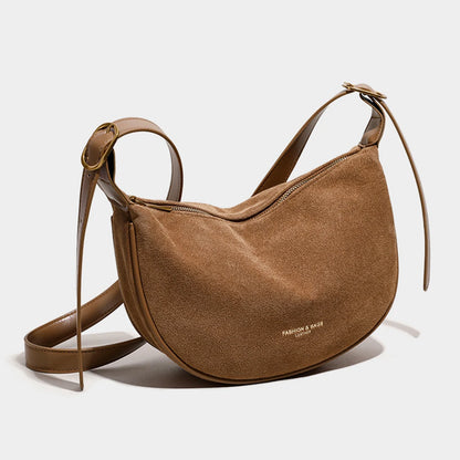 2024 Fashion Suede Women Bag Retro Half Moon Banana Bag Adjustable Strap Shoulder Bag Ladies Luxury Designer Fanny Pack