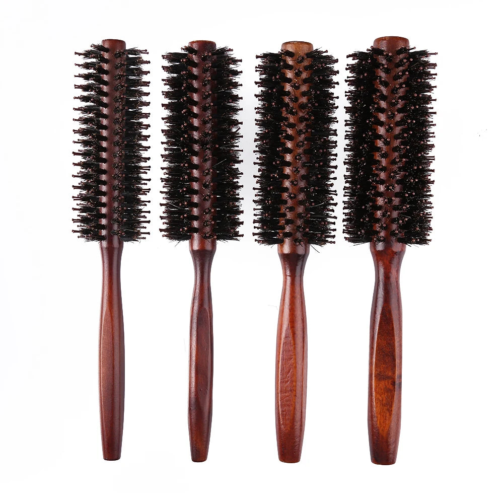 Round Hair Brush Anti Slip Handle Hair Styling Brush Detangling Hair Brush Boar Bristle Hair Brush for Hair Styling