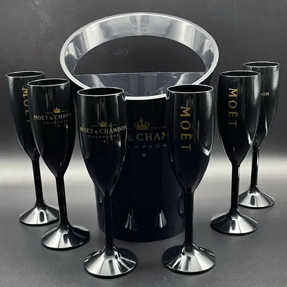 6 Cups 1 Bucket Ice Buckets and Coolers Wine Glasses 3000ml Acrylic Goblets Champagne Wedding Bar Party Wine Bottle Holder