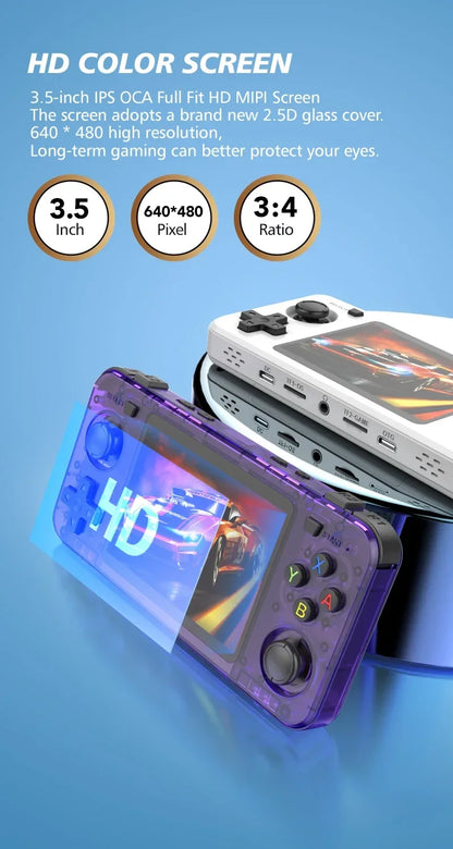 NEW Orange R36H Retro Handheld Game Console Linux System 3.5Inch IPS Screen Portable Pocket Video Player 64GB 128G Game Kid Gift