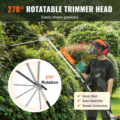 VEVOR 52CC 6-in-1 Multi-Functional Trimming Tools Gas Hedge Trimmer Weed Eater String Trimmer Brush Cutter Edger Pole Chainsaw