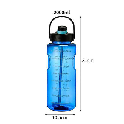 1.5 L/2L/3L Bottled Large Capacity Sports Water Cup Leak-proof With Straw Plastic And Time Stamp For Home Outdoor Sports