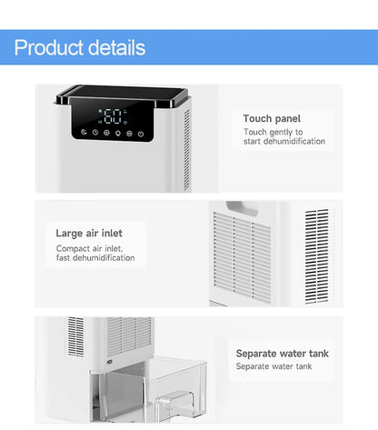 2500 ml compact semiconductor touch screen intelligent portable negative ion air dehumidifier household