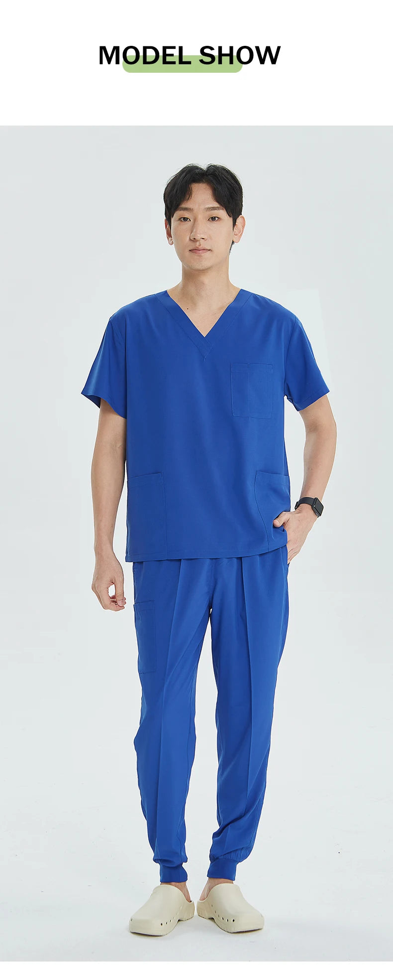 Unisex Medical Uniforms V-neck Top Jogger Pants Scrub Set Stretch Surgical Workwear Dentist Vet Nursing Suit Doctor Outfit S21