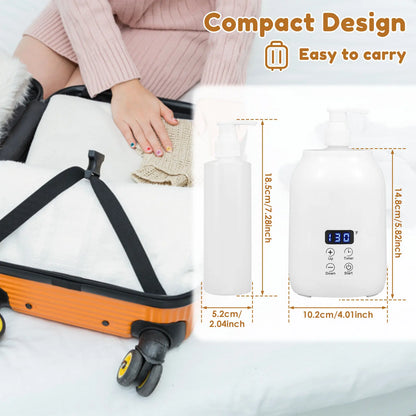 Massage Oil Warmer 30℃ to 65℃ Adjustable Lotion Bottle Warmer with 2 Oil Bottle Dispenser Smart Touch Key Electric Lotion Heater