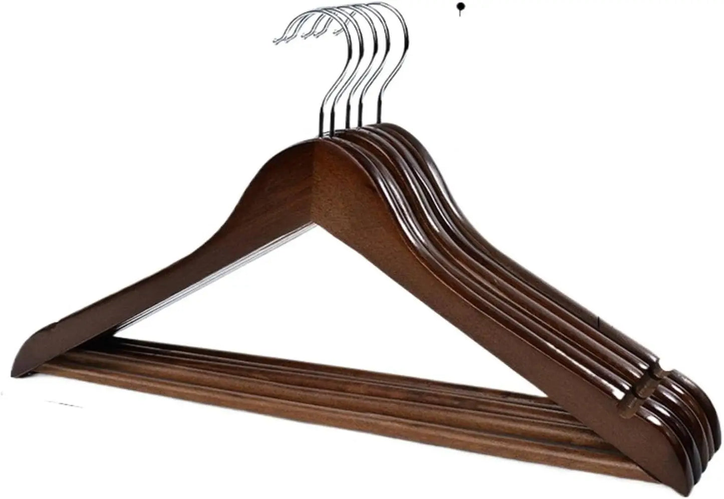 Vintage Walnut Wooden Coat Hangers with Non Slip Pant Bar Premium Lotus Wood with Notches Swivel Hook for Suit Jackets Shirts