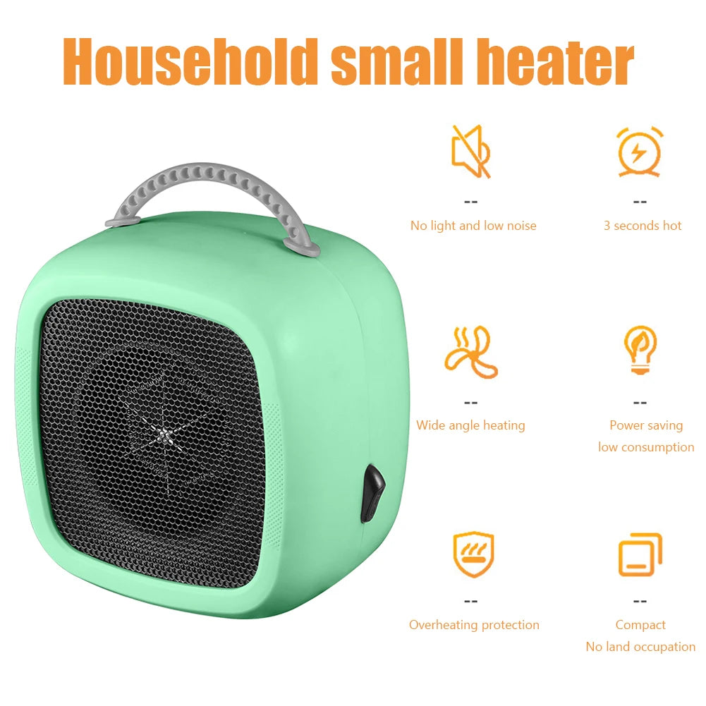 500W PTC Desktop Electric Heater Mini Portable Fan Heater Ceramic Heating Warm Air Blower Home Office Warmer Machine