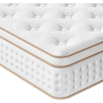 10.2 Inch Hybrid Mattress with Breathable Foam and Individually Pocket Spring - Edge Support & Motion Isolation, Medium Firm