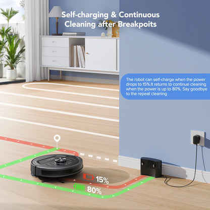 5500Pa Robot Vacuum and Mop, 3 in 1 Robotic Vacuum Cleaner, Lubluelu L20 Smart Mapping, 30 No-go Zones, for Carpet Pet Hair