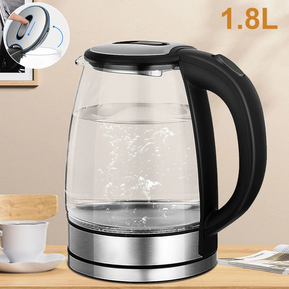 220V 1.8L Electric Kettle Glass Tea Kettle 1500-1800W Water Boiler Home Kitchen water heater,Dry Boiling Protection