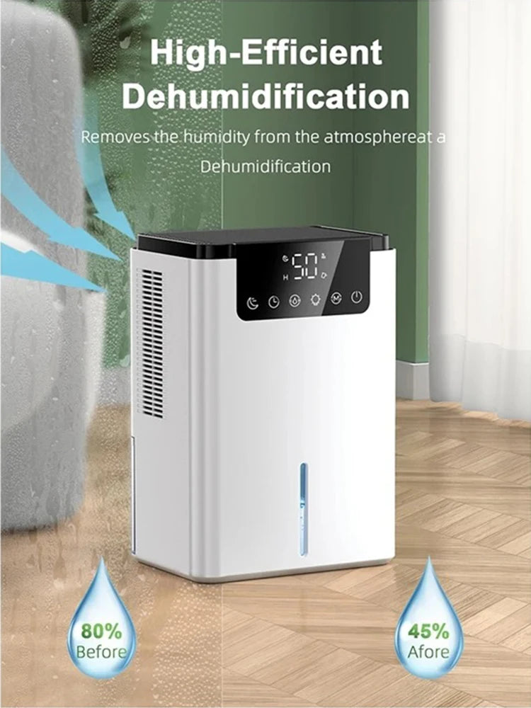 40W Air Dehumidifier Mute Moisture Absorbers Machine Air Dryer 2200ml Water Tank with LED Display and Touch Control Single Core