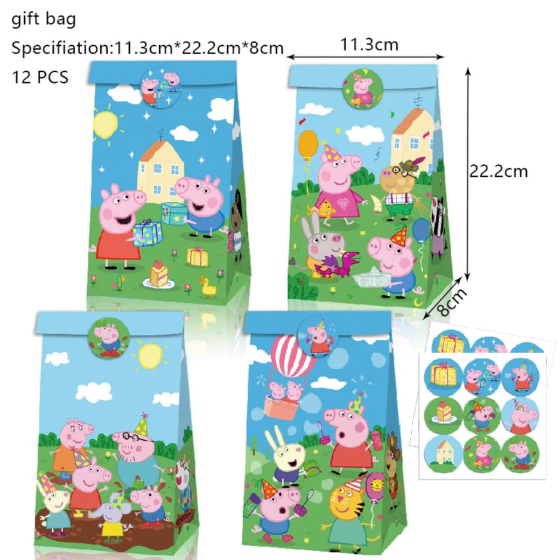 Peppa Pig Birthday Party Decoration Foil Latex Balloon For Kid Event Supplies Banner Backdrop Disposable Tableware Plate Cup