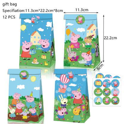 Peppa Pig Birthday Party Decoration Foil Latex Balloon For Kid Event Supplies Banner Backdrop Disposable Tableware Plate Cup