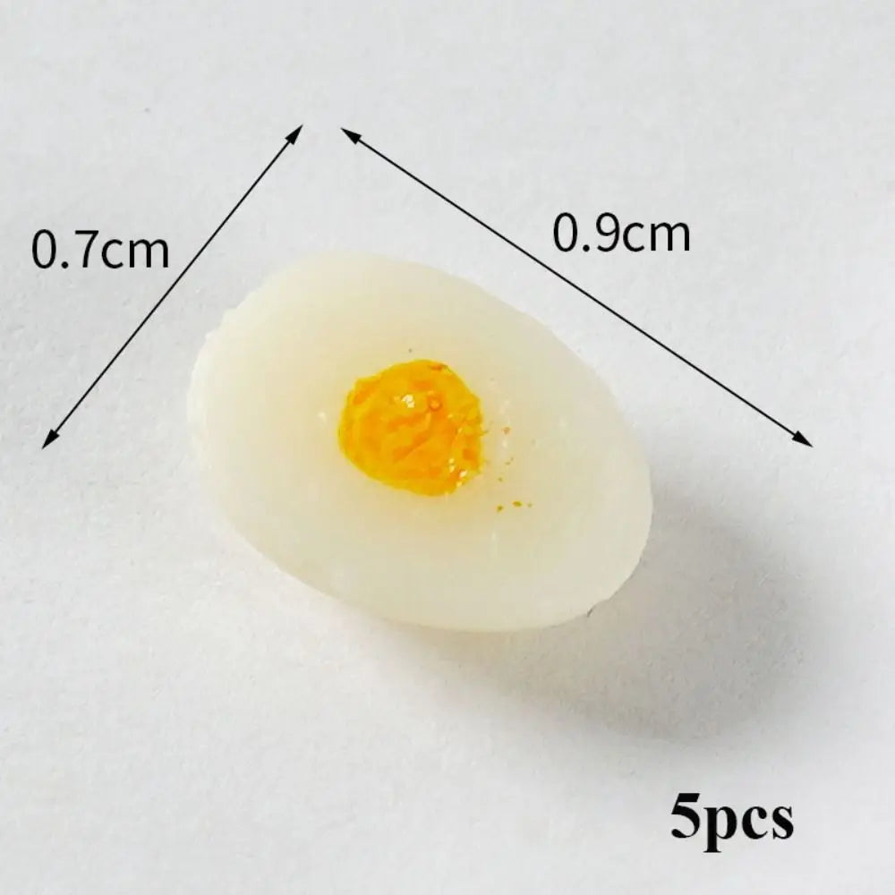 5pcs Mini Miniature Egg Boiled Egg Dollhouse Simulation Food Game Model DIY Handmade Clay Accessories