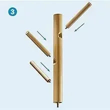 ZOBER Coat Rack Free Standing - Wooden Coat Tree W/ 6 Hooks - Coats, Purses, Hats - Adjustable Sizes, Easy Assembly - Natural