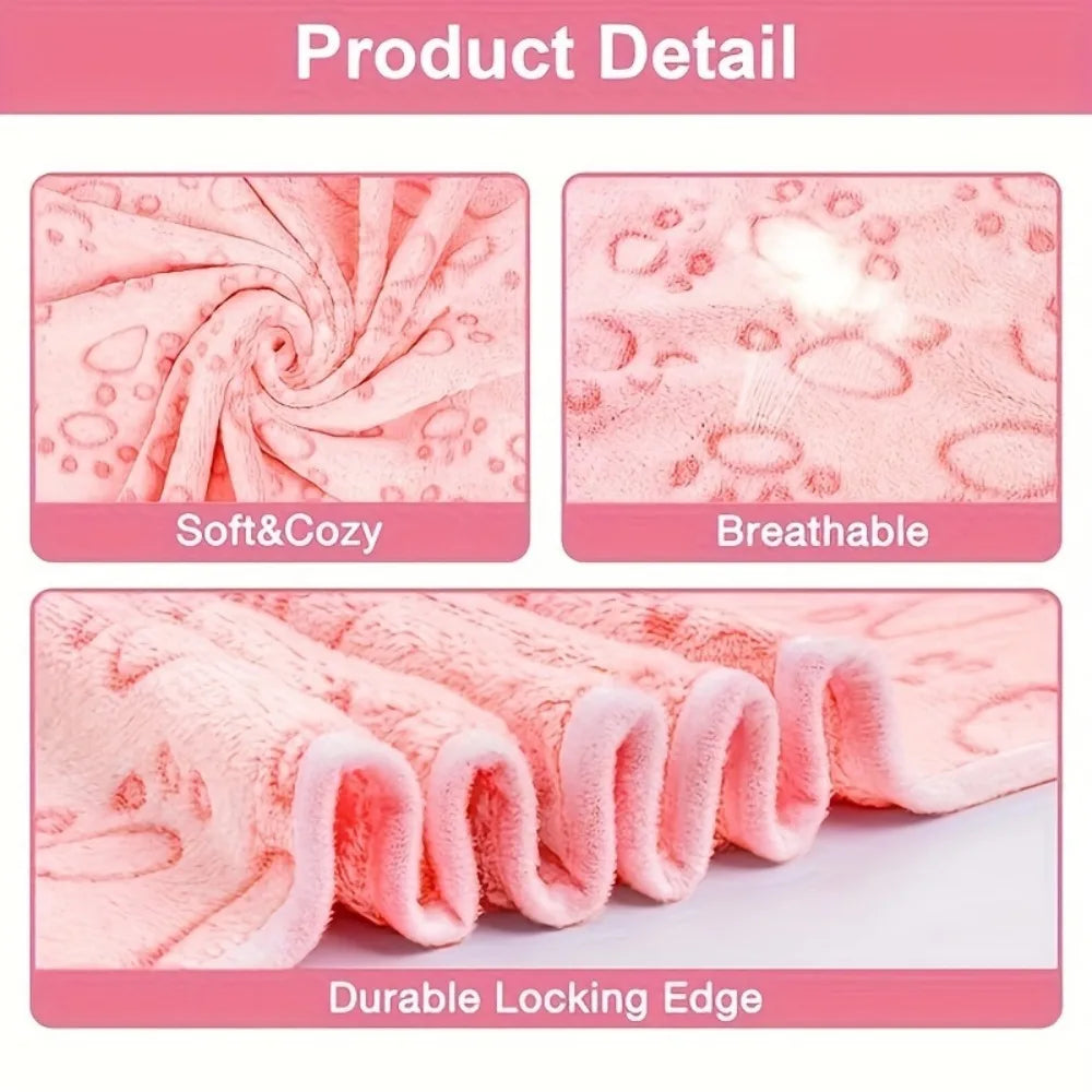 Pink Soft Fluffy High Quality Pet Blanket Cute Paw Print Dog Blanket Pet Mat Warm and Comfortable Blanket for Cat Dogs