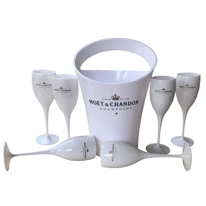 6 Cups 1 Bucket Ice Buckets and Coolers Wine Glasses 3000ml Acrylic Goblets Champagne Wedding Bar Party Wine Bottle Holder