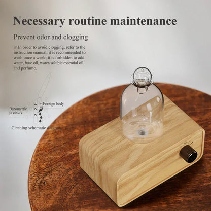 Rechargeable Waterless Essential Oil Diffusers Wood and Glass Aroma Nebulizer Electric Smell for Home Living Room Office Gift