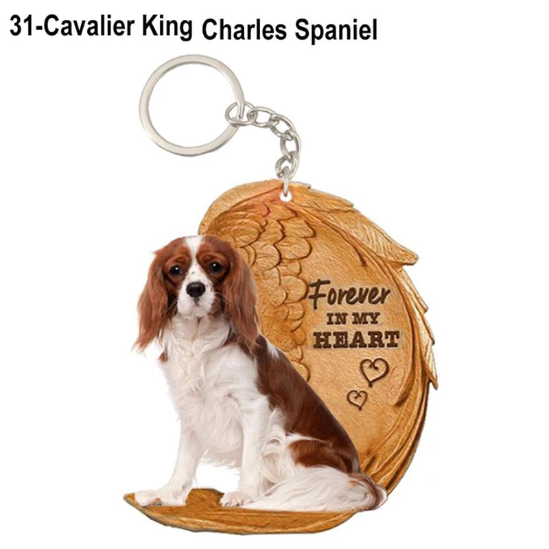 39 Style Cut Dog Forever In My Heart Angel Pendant Bag Keychain Car Key Chain Keyring Pet Jewelry Best Friends Gifts Accessories