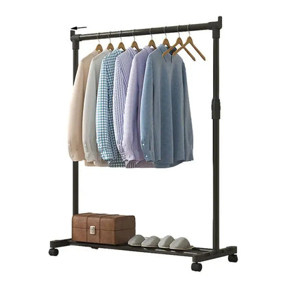 Portable Clothes Rack Telescopic Metal Clothing Rack On Wheels Heavy-Duty Clothes Drying Rack For Clothing Store Bedroom