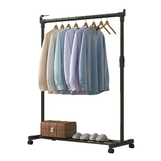 Portable Clothes Rack Telescopic Metal Clothing Rack On Wheels Heavy-Duty Clothes Drying Rack For Clothing Store Bedroom