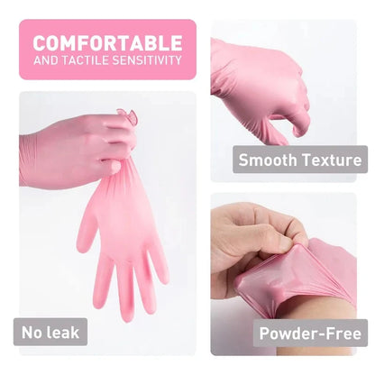 100/50/20PCS Light Pink Disposable Nitrile Gloves Waterproof Anti-static Durable Light Pink Gloves For Kitchen Cooking Tools