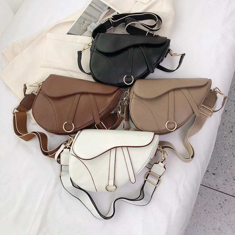 Women's Saddle Bag Brands Luxury Designer Purses and Handbag High Quality 2023 Black White Brown Khaki Shopper Shoulder Bag