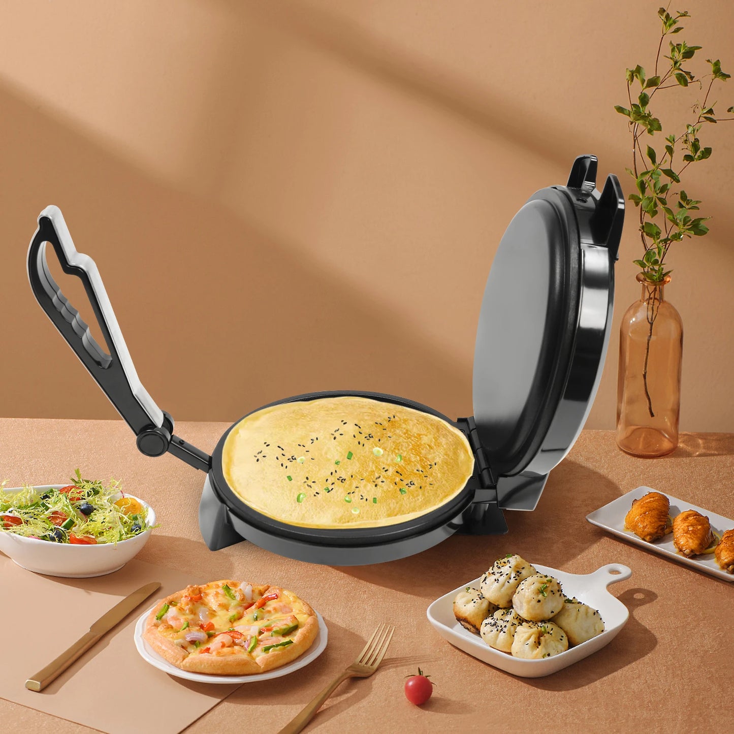 Electric Chapati Roti Maker 1200 W Electric Chapati Maker Naan Roti Press Machine Tortilla Maker for Pancakes