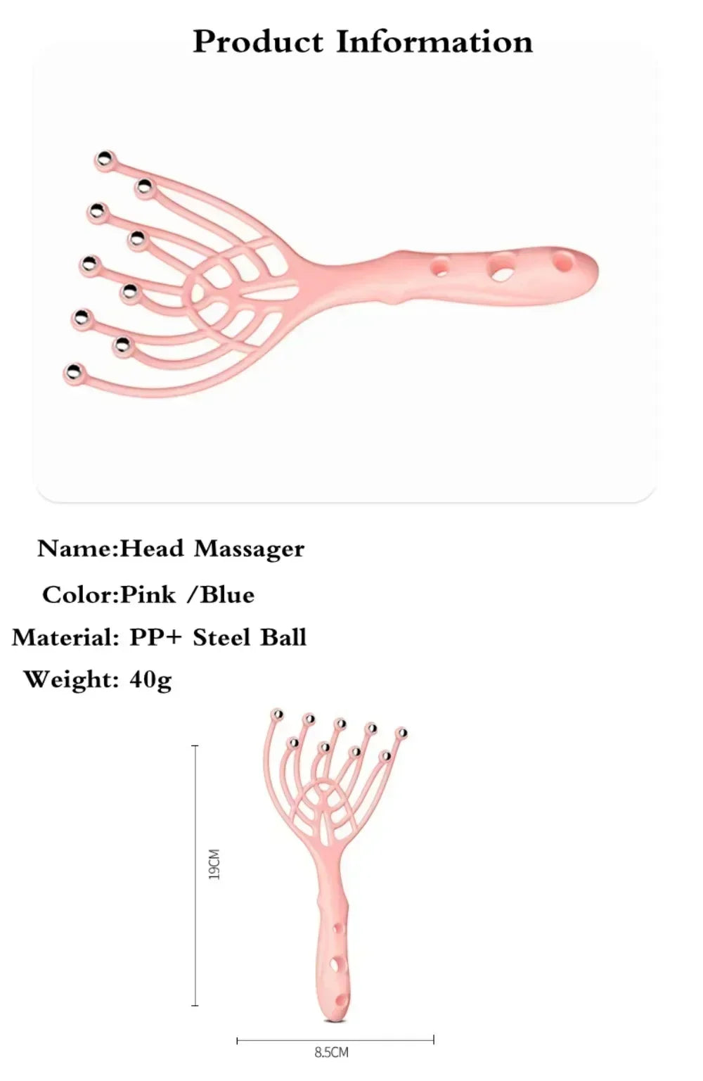 1 Pc Head Massager Scalp Neck Comb Roller Five Finger 9 Claws Steel Ball Hand Held Relax Spa Hair Care For Hair Stress Relief