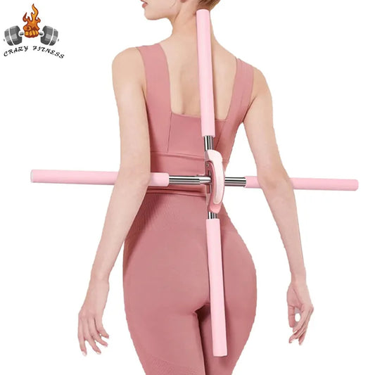 Yoga Hunchback Corrector Adjustable Stainless Steel Body Stick Cross Open Back Standing Training Stick Gym Home Sports Equipment