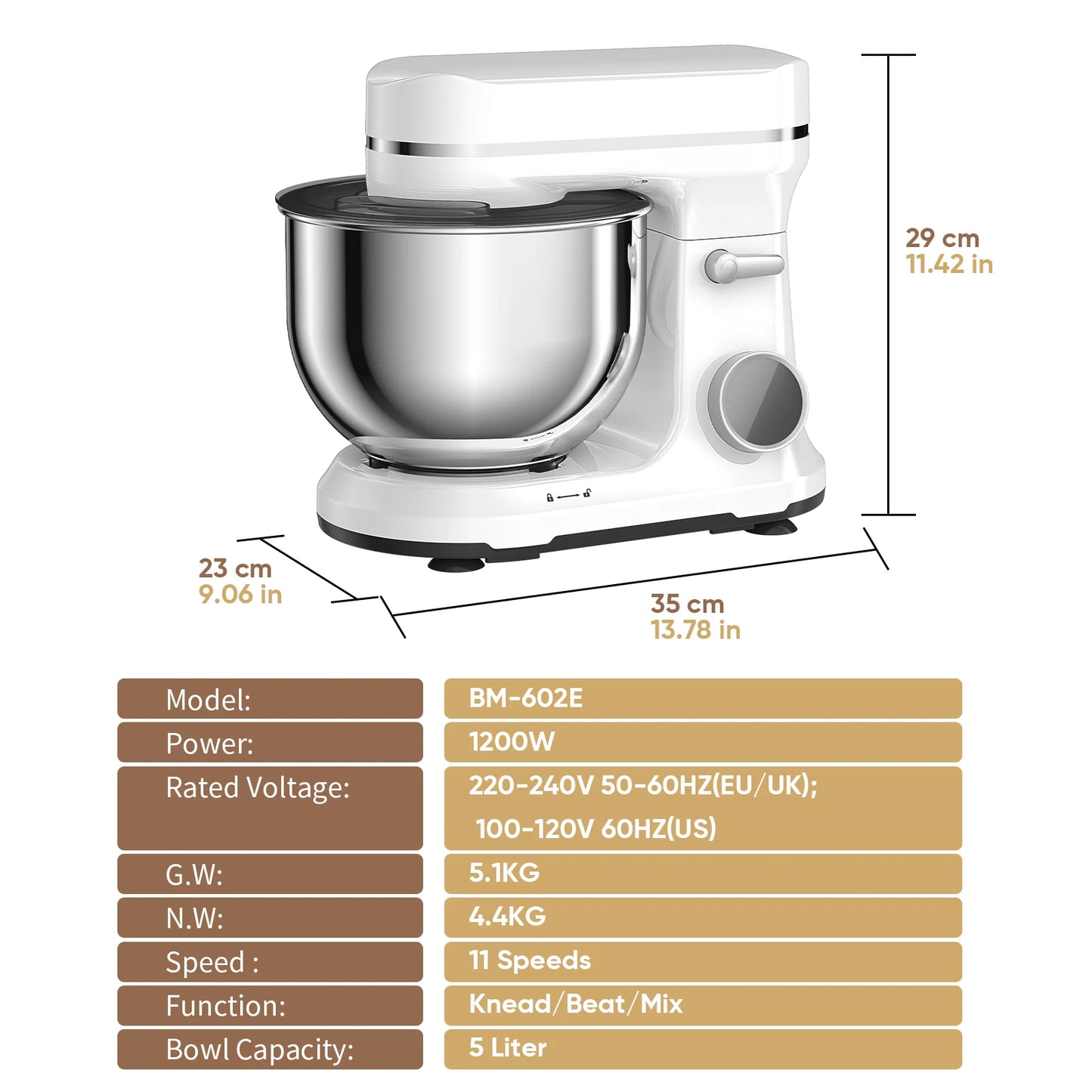 BioloMix Kitchen Food Stand Mixer, 1200W 11-Speeds DC Motor, Digital OLED Screen, Electric Food Mixer with Dough Hook, Whisk