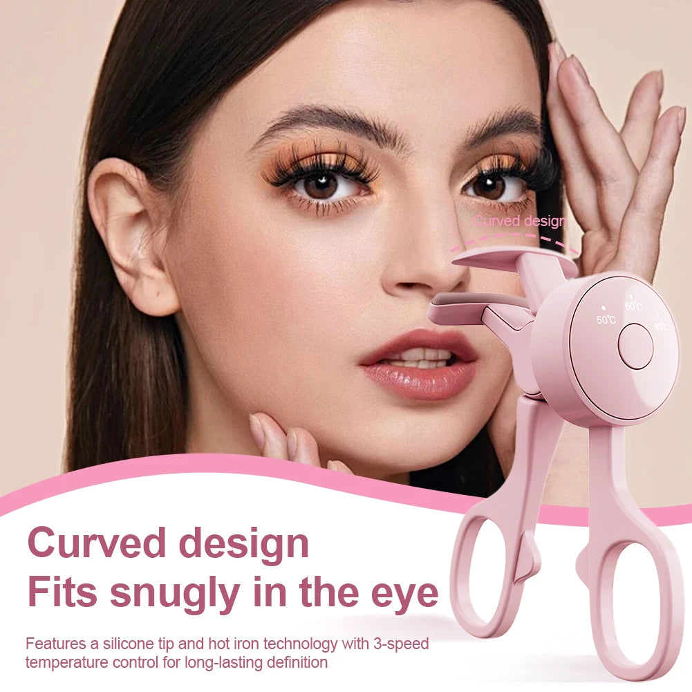 Heated Eyelash Curler Electric Eyelash Curler Long Lasting Eyelash Curling Tool Auto OFF 3 Temp Settings Makeup Accessories