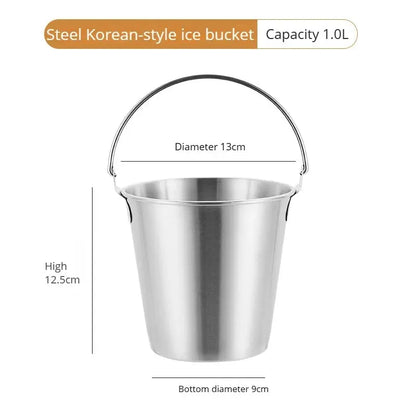 304 Stainless Steel Ice Bucket With Handle Multifunctional French Fries Fried Chicken Snacks Carrying Bucket (1L)