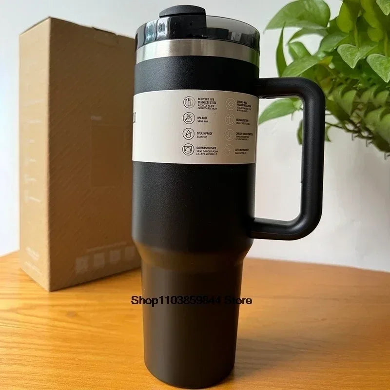 new 40 Oz Tumblers Cup Straw Car Travel Mugs Coffee Tumbler Cups for Stanleys with Handle Insulated Stainless Steel Lid