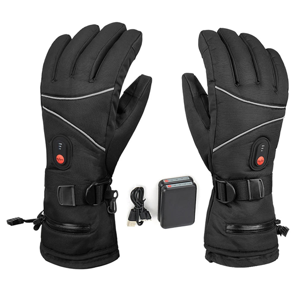 Electric Heated Gloves No Battery USB Hand Warmer Heating Gloves Winter Motorcycle Thermal Touch Screen Waterproof Bike Gloves