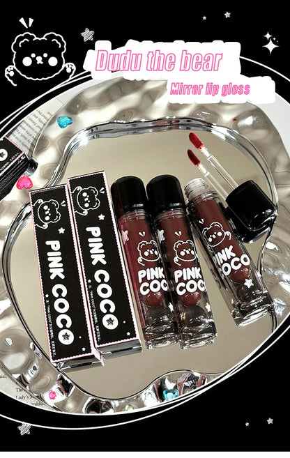 PINKCOCO Bear Dudu mirror lip glaze does not fade mirror water gloss lip gloss lipstick