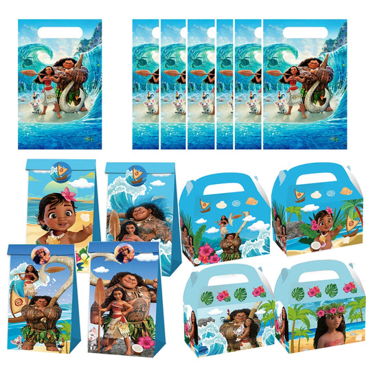 Oceania Vaiana Moana Gift Bags Goodie Bags Candy Sweet Loot Bag Moana Maui Birthday Party Favors Paper Bag Baby Shower