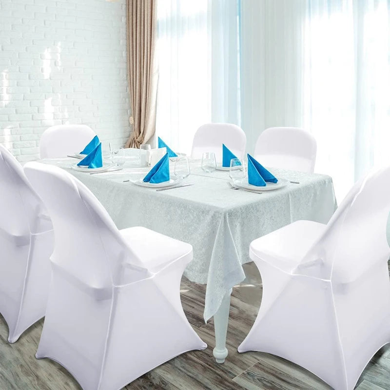 New 10-1PC White Wedding Chair Cover Spandex Stretch Slipcover Restaurant Banquet Hotel Dining Party Universal Chair Cover Decor