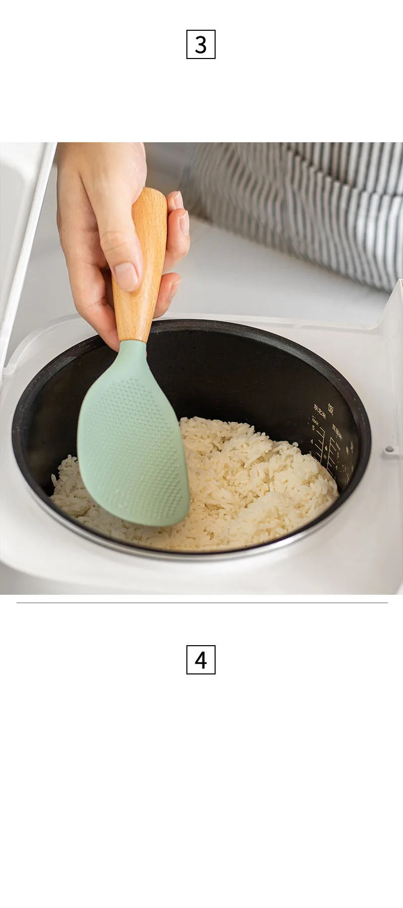 1Pcs Silicone Spoon Non-stick Cooking Spoon Anti-scalding Pot Rice High-temperature-resistant Spoon Durable Kitchen Gadgets